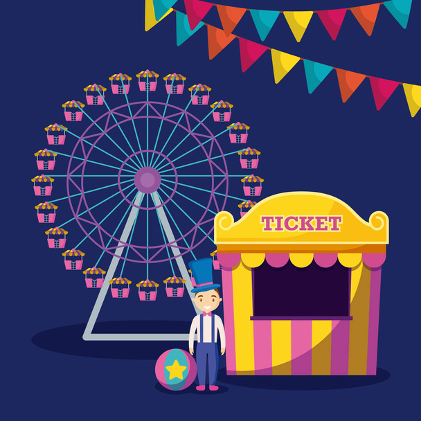 Carnaval kiosk entertainment pictogram - Vector, afbeelding