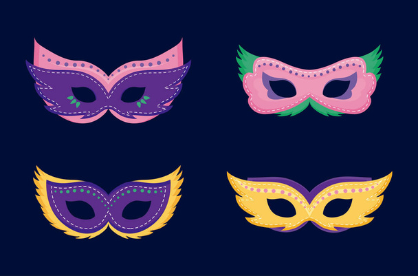 Mardi gras kaart met maskers - Vector, afbeelding