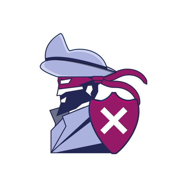 кибернетический пират со щитом
 - Вектор,изображение