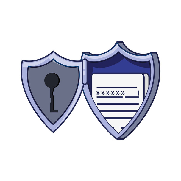 scudo sicuro aperto con chiave e password
 - Vettoriali, immagini