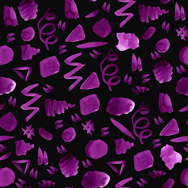 水彩紫色抽象図形のシームレスなパターン - 写真・画像