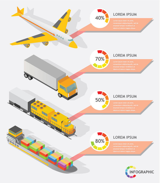 isometric info graphic transporter shipping vector design - Vector, afbeelding