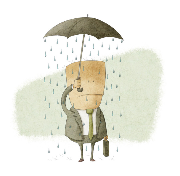 business man under an umbrella and get wet
 - Фото, изображение
