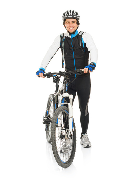 Young Male Cyclist With His Bicycle - Photo, Image