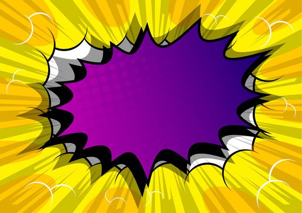 Fond de bande dessinée rétro illustré vectoriel avec grande bulle d'explosion violette, fond de style vintage pop art
. - Vecteur, image