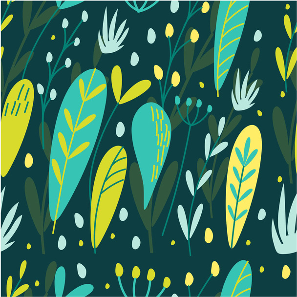 Seamless pattern with leaves. Botanical illustration. Tropical background with exotic plants. Design for fabric, for Wallpaper, textiles, books, printing, magazine - Photo, image