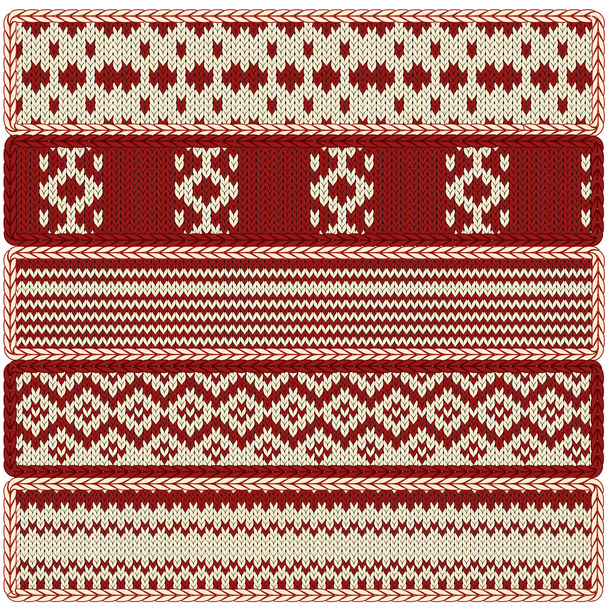 Set of red knitted swatches - Vetor, Imagem