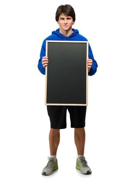Giovane uomo Holding Black Board
 - Foto, immagini