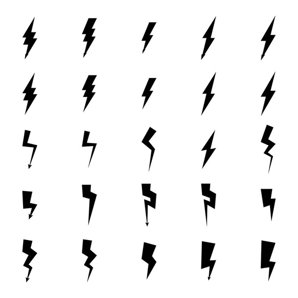 einfacher schwarzer Blitz und Beleuchtung isolierter Symbole - Vektor, Bild