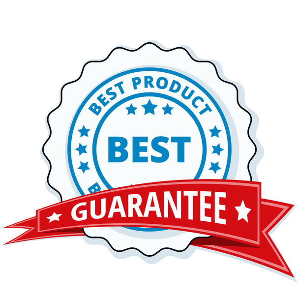 best product label with guarantee red ribbon, vector, illustration   - Vector, Image