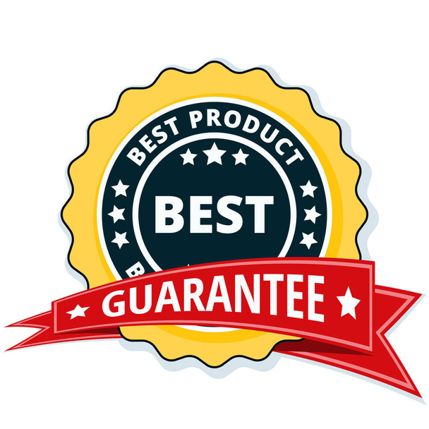 best product label with guarantee red ribbon, vector, illustration   - Vector, Image