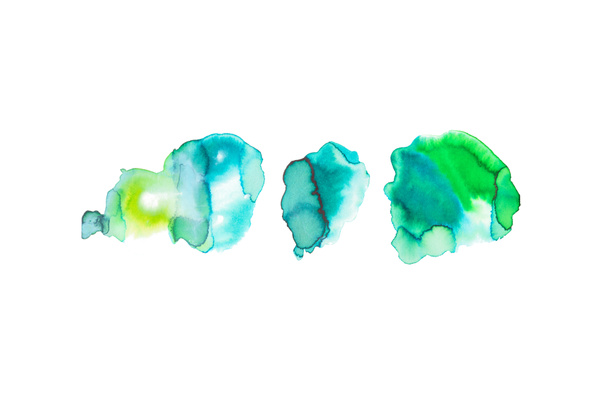 abstract watercolor blue and green spills isolated on white - Photo, Image