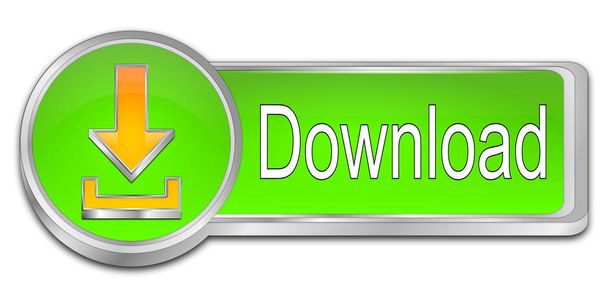 green orange Download button - 3D illustration - Photo, Image