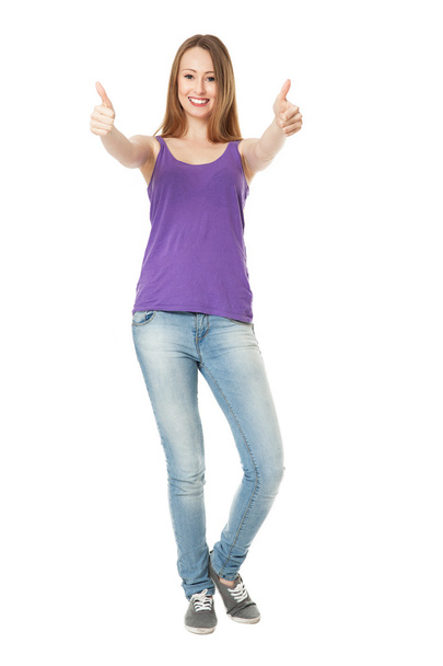 Young woman with thumbs up - Foto, Imagen