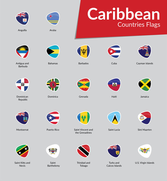 Caribbean Countries Flag icon collection - Vector, Image