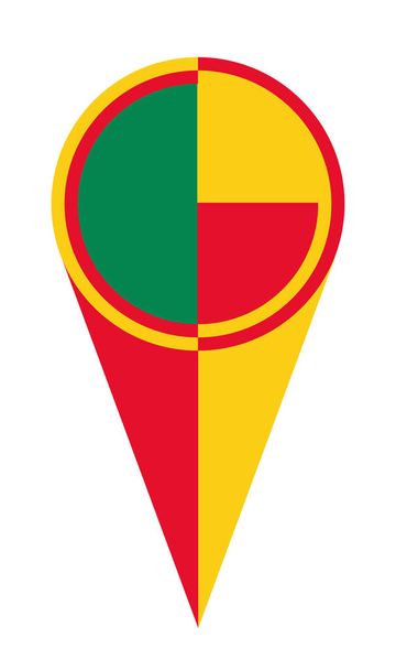 Benin Karte Zeiger Pin Icon Standort Flagge Marker - Vektor, Bild