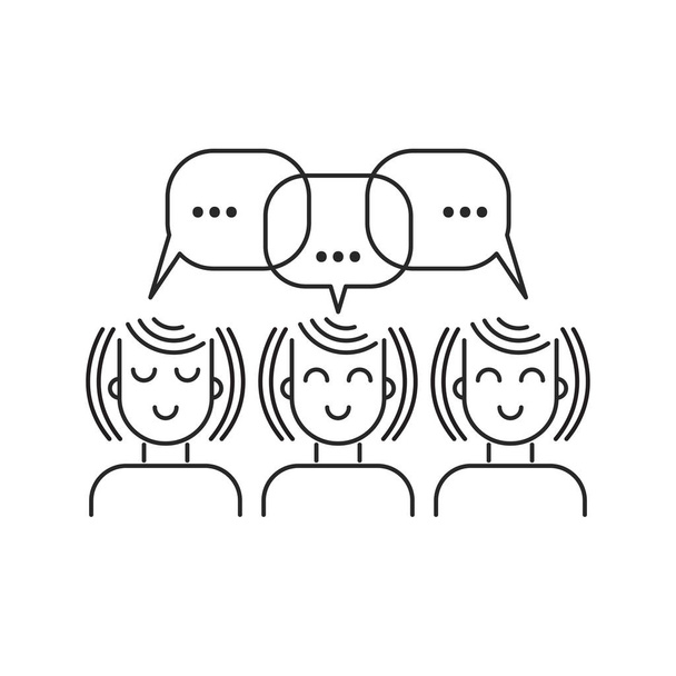 Girls chatting line icon, three women commenting, talking, social network, girlfriends. Vector linear illustration - Vector, Image