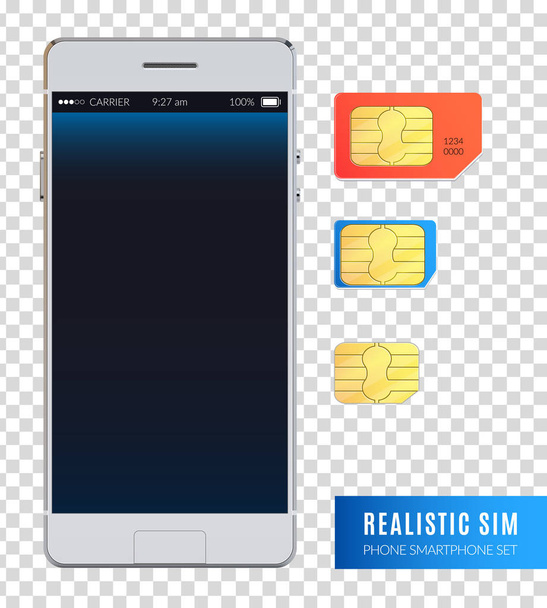 Conjunto de iconos realistas del teléfono inteligente Sim
 - Vector, imagen