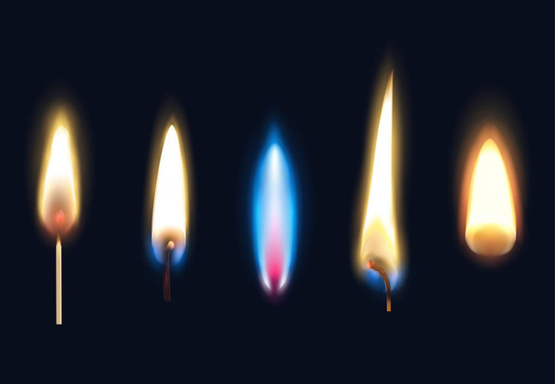 Conjunto de chamas ardentes realista
 - Vetor, Imagem