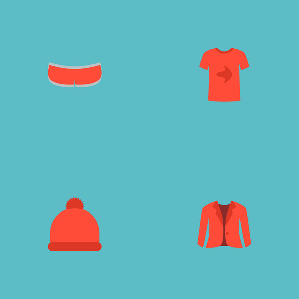 Set di icone di abbigliamento simboli in stile piatto con giacca, berretto, biancheria intima e altre icone per il vostro web mobile app logo design
. - Vettoriali, immagini