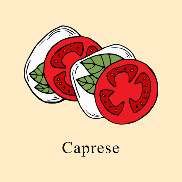 Εικονογράφηση διάνυσμα Caprese στο στυλ του καρτούν. Ιδανικό για μενού, κάρτα, Σχεδιασμός υφασμάτων - Διάνυσμα, εικόνα