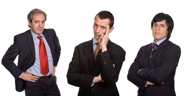 Три бізнесмени ізольовані на білому
 - Фото, зображення