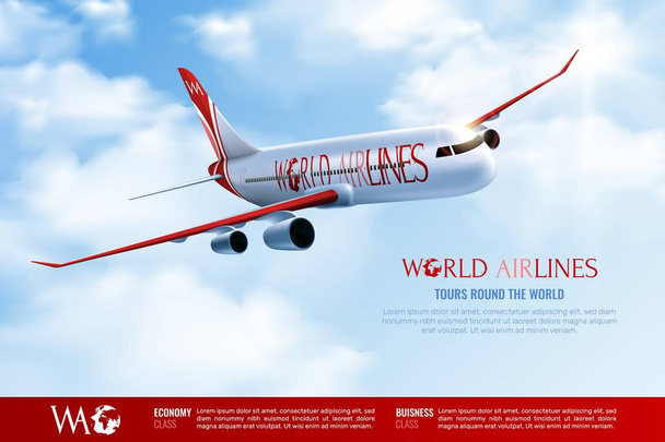 World Airlines reclame samenstelling - Vector, afbeelding