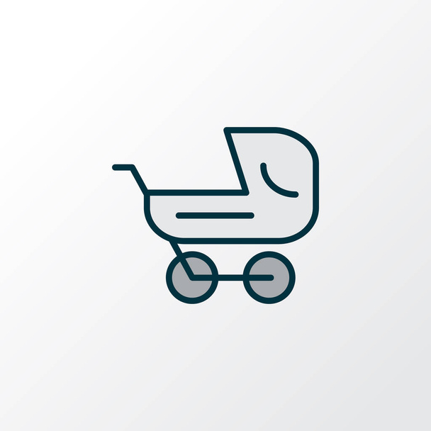 Bebek arabası simgesi renkli çizgi sembolü. Premium kalite izole bebek arabası öğe trendy tarzı. - Fotoğraf, Görsel