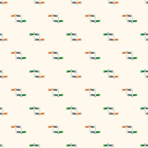 Motif sans couture coloré décoratif avec des libellules mignonnes
 - Vecteur, image