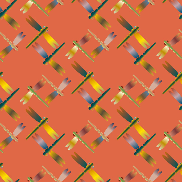 Koristeellinen värillinen saumaton kuvio söpö sudenkorentoja
 - Vektori, kuva