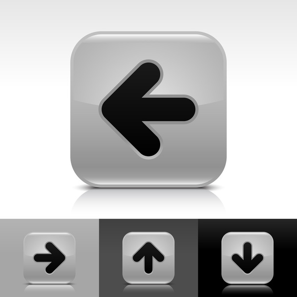 šedý lesklý web tlačítko s černou šipkou - Vektor, obrázek