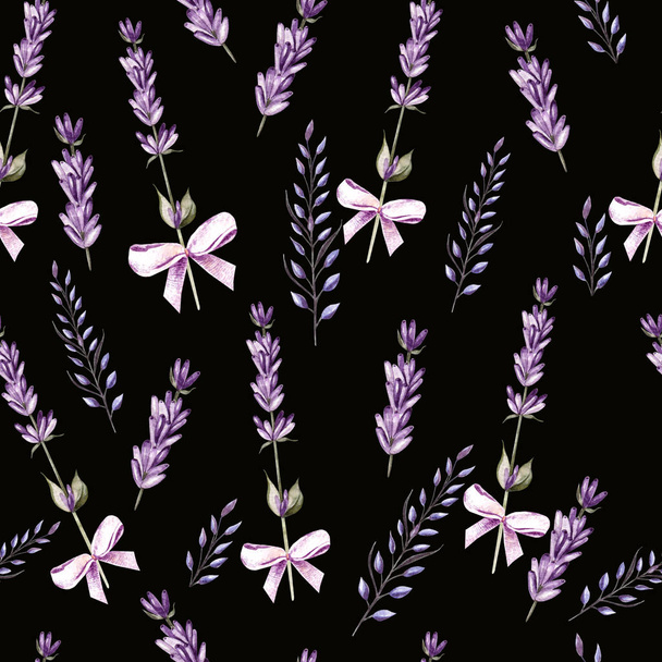 Watercolor pattern with Lavender. Hand painting. Watercolor.  - Foto, imagen