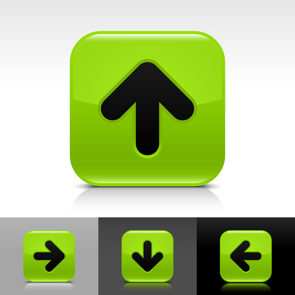 Botón web brillante verde con signo de flecha negra
 - Vector, Imagen