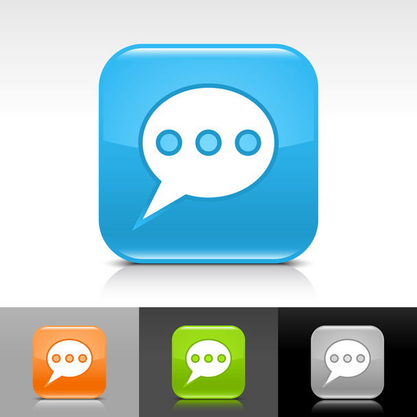 blauw, oranje, groene, grijze glanzend web knop met witte chatroom teken - Vector, afbeelding