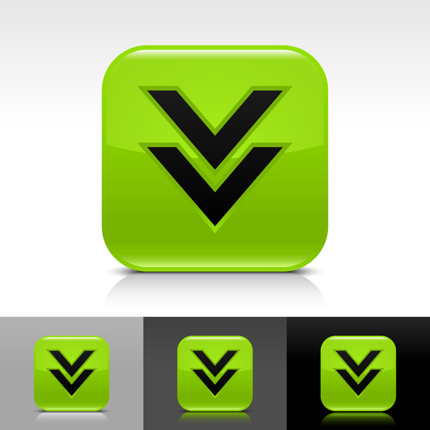 黒い矢印ダウンロード記号の付いた緑の光沢のある web ボタン - ベクター画像