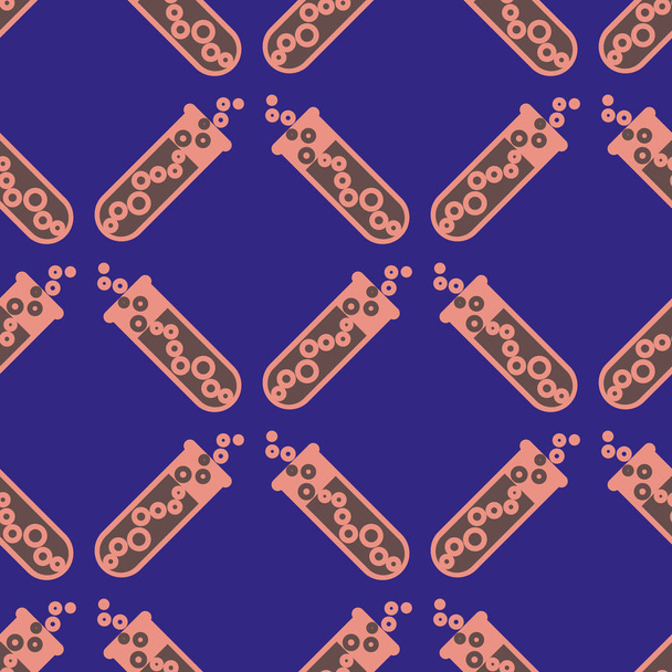 Chemistry test tubes on bright background. Seamless pattern. - Vector, Image