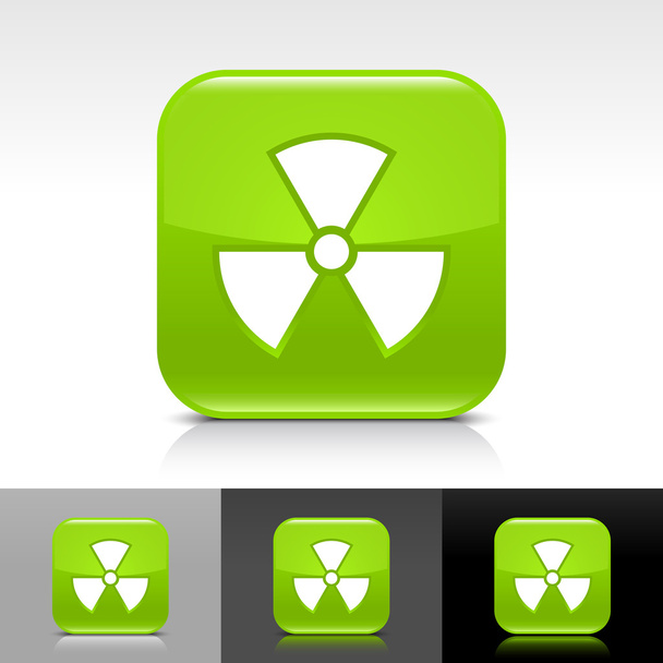 放射の記号の付いた緑の光沢があるウェブ インター ネット ボタン - ベクター画像
