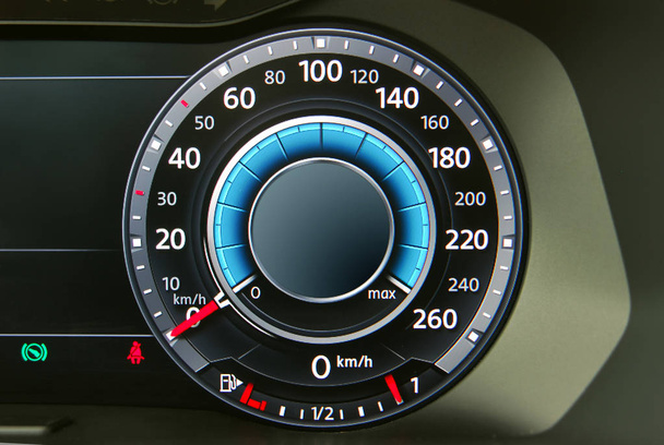A shot of the car dashboard glowing while stationary - Photo, Image