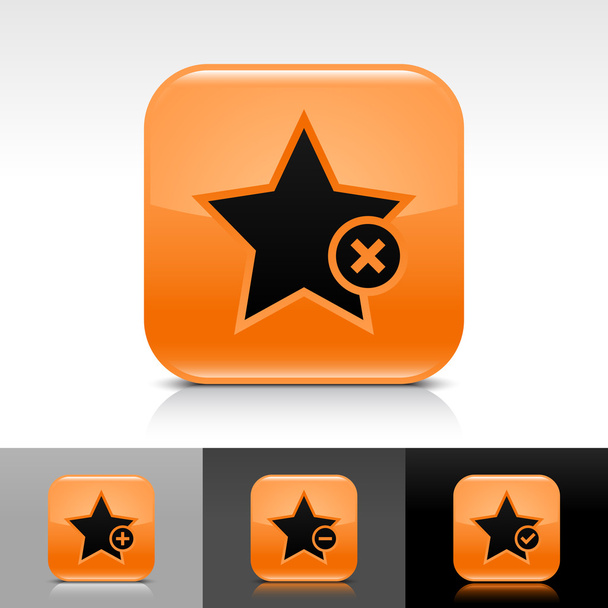 przycisk pomarańczowy WWW błyszczący czarny gwiazda znak - Wektor, obraz