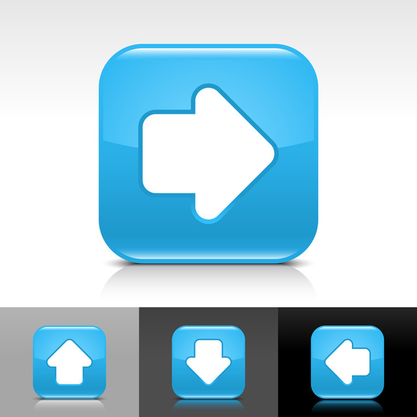 Blue glossy web button with white arrow sign - Vector, Image