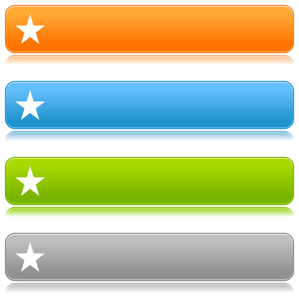 Matted color rounded buttons with star symbol on white background - Vektor, kép