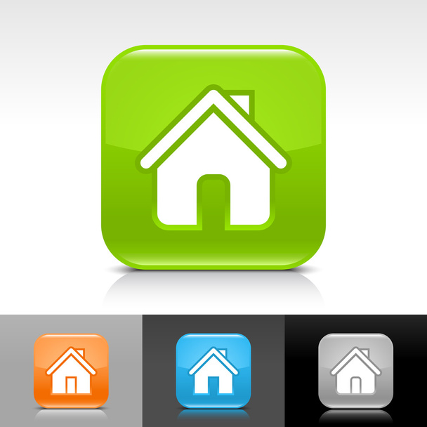 Color glossy web internet button with white home icon web sign - Vektor, Bild