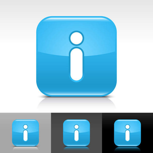 μπλε γυαλιστερό web internet κουμπί με πληροφορίες σημάδι - Διάνυσμα, εικόνα