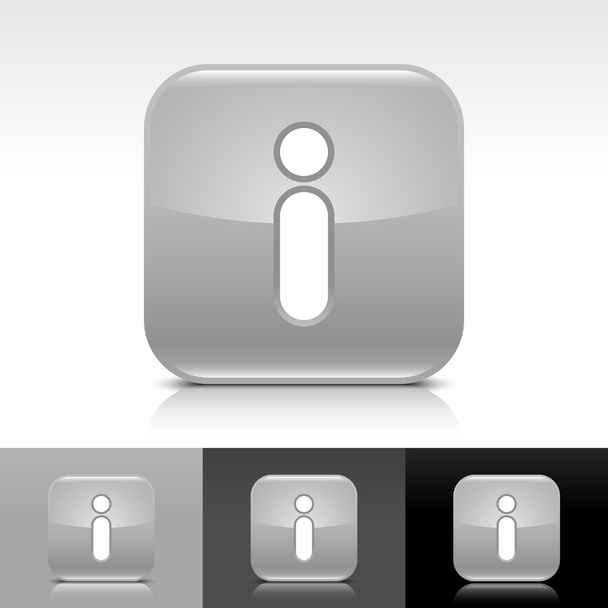 Gris brillante botón de Internet web con signo de información
 - Vector, imagen