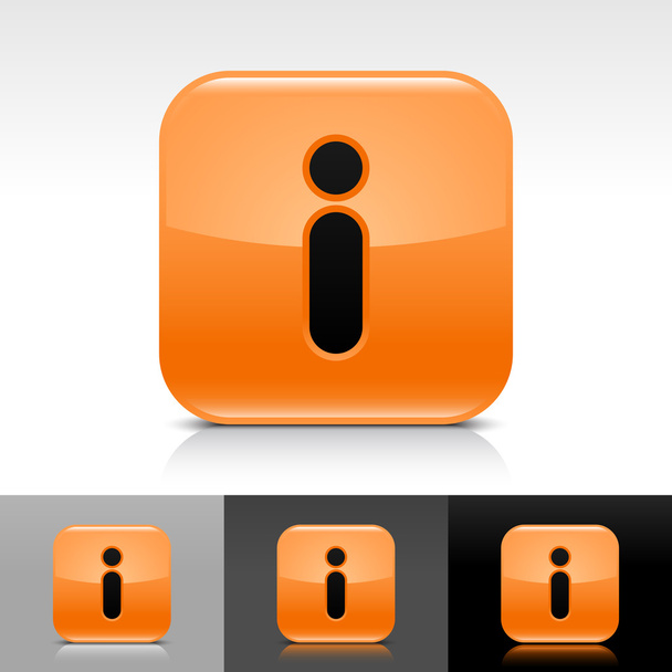 πορτοκαλί γυαλιστερό web internet κουμπί με πληροφορίες σημάδι - Διάνυσμα, εικόνα