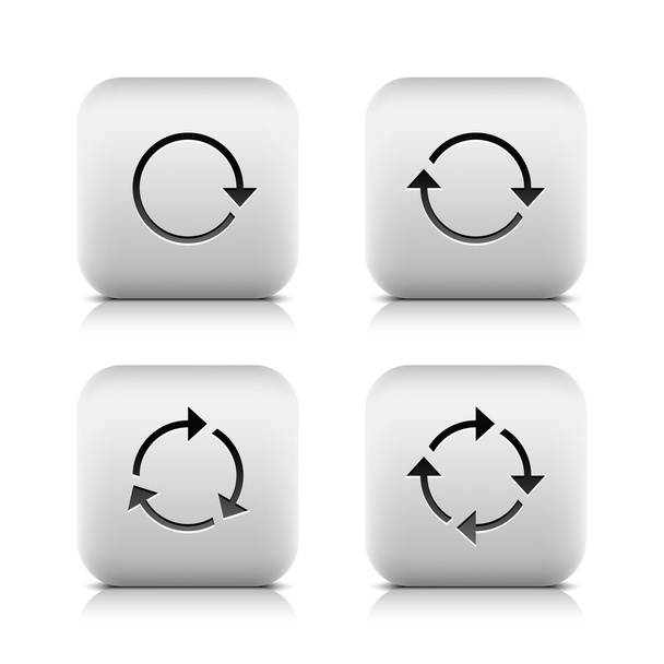 4 botón brillante con la flecha negra pictograma refrescar la rotación de la recarga del bucle conjunto de signos
 - Vector, Imagen