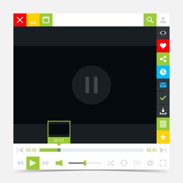 Media player with video loading bar - Vector, Imagen