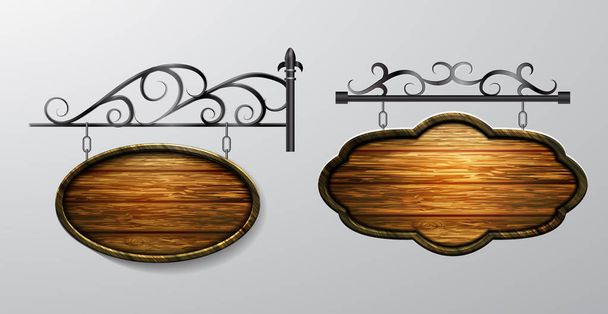 hanging, wooden Board vector, wooden object for text. - Вектор, зображення