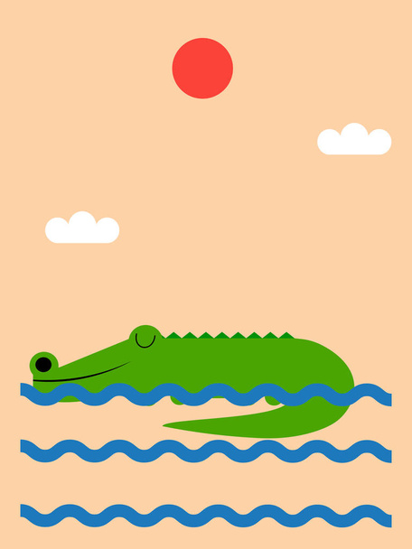 Krokodyl pływające w wodzie - Wektor, obraz