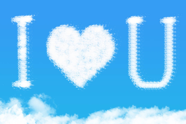 I love you shape clouds, love concept on blue sky
 - Фото, изображение